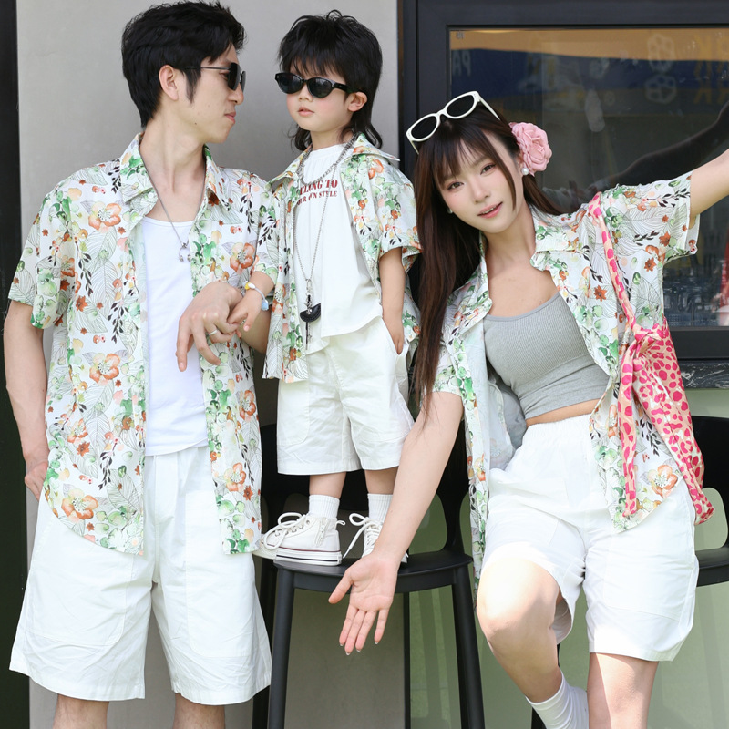 Plant Parent Clothing - 홀리데이 룩 부모-자식 꽃무늬 셔츠 온