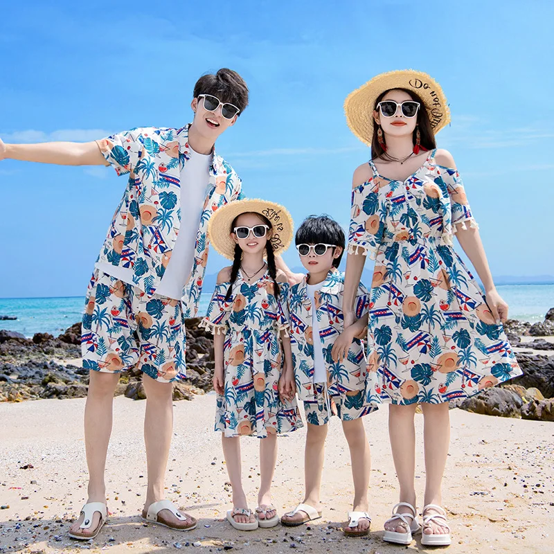 Plant Parent Clothing - 엄마 딸 휴양지 원피스 아빠 아들