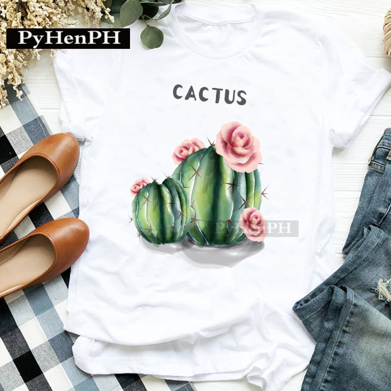 패션 여성용 개성있는 선인장 프린트 반팔 티셔츠 부모- - Plant Parent Free 리뷰 및 가격