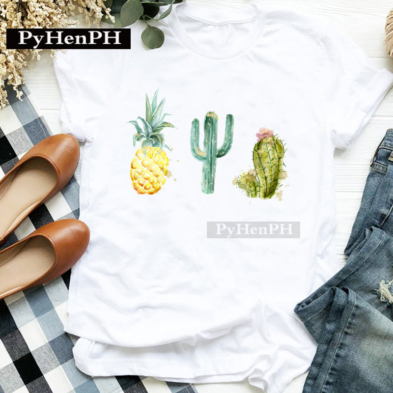 패션 여성용 개성있는 선인장 프린트 반팔 티셔츠 부모- - Plant Parent Free 리뷰 및 가격